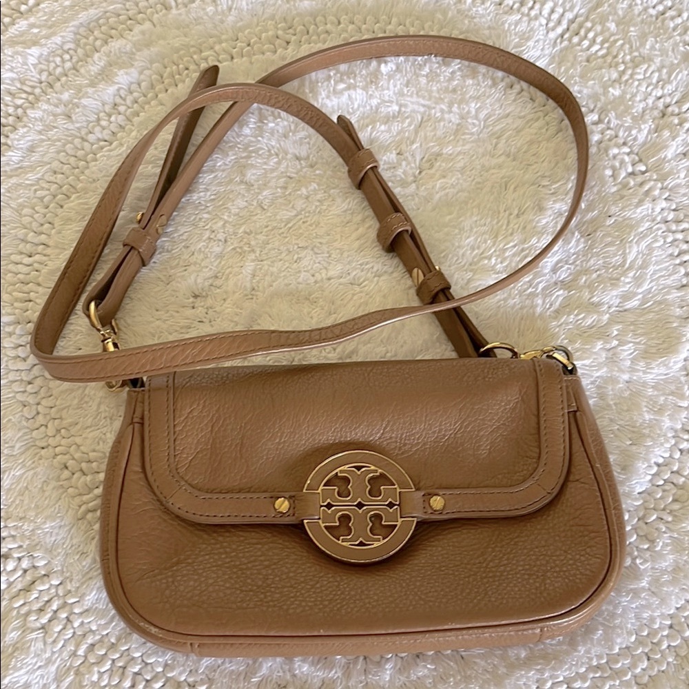 Tory Burch Camel Leather Crossbody Bag